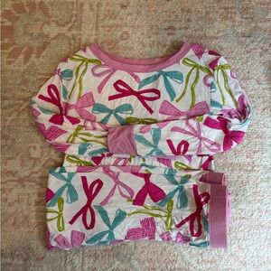 Little Sleepies Pink and Green Bow Print Pajamas